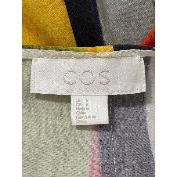 COS Women's 6 Watercolor Hi-low Midi Dress Cotton Sleeveless Swing Artsy Unique - Picture 9 of 10